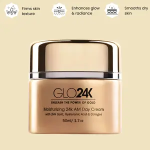 GLO24K Moisturizing 24K AM Day Cream with Hyaluronic Acid & Collagen for Hydrating and Glowing Skin