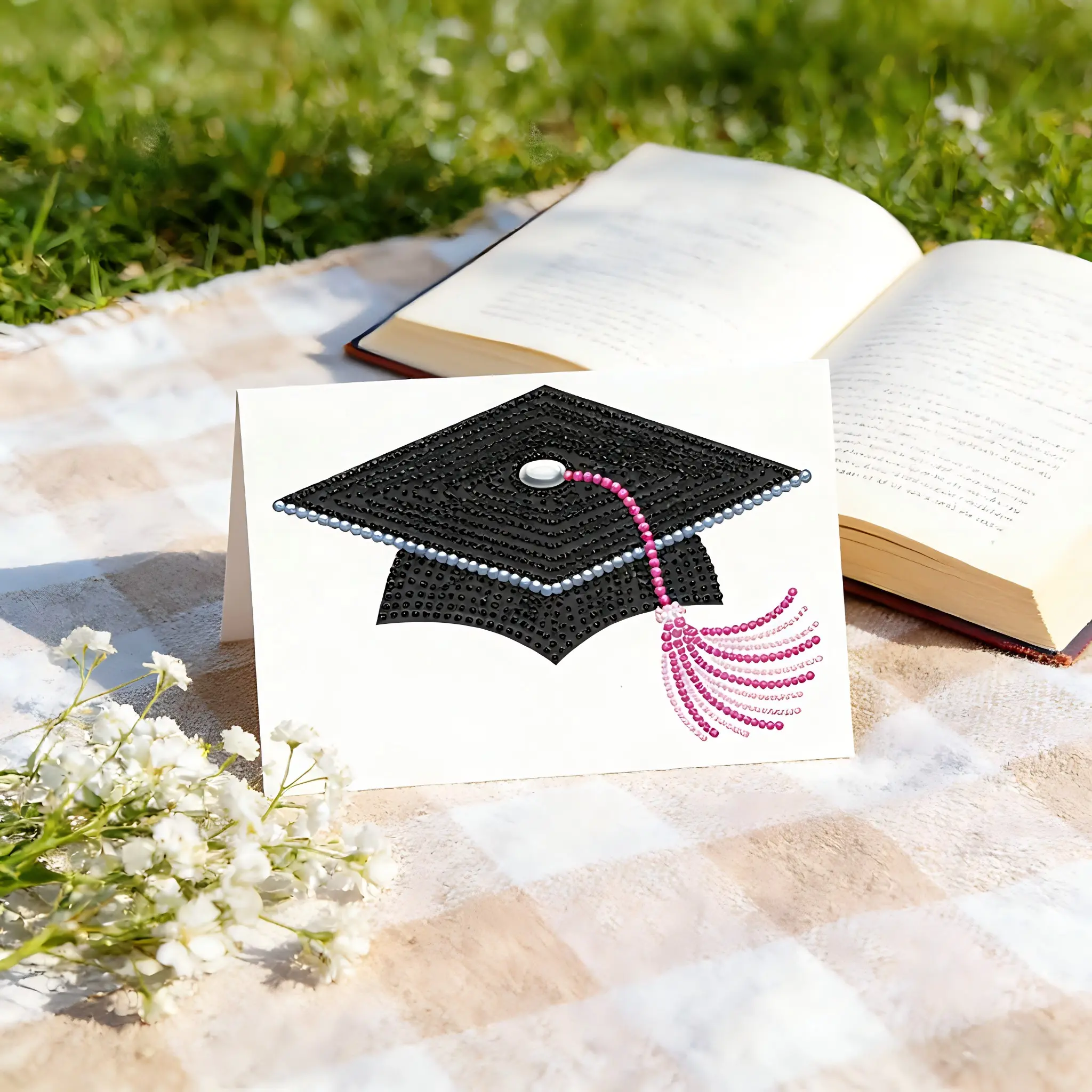 Graduation Card Set with Envelope, Congratulations Card, 5.5x8.25 Inch Grad Hat Design Art Greeting Card, Perfect Gift for Family and Friends