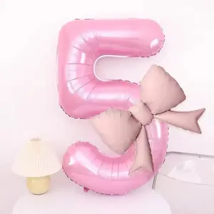 Large Matte Bowknot Balloon Set, 32 Inches Birthday Party Supplies, Girl Adult Gift, Simple Creamy Dessert Table, Perfect for Celebrations