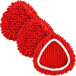 3 Pack Microfiber Spin Mop Replacement Heads Reusable Mop Pad Refills with Chenille Duster for Spin Mop Systems, Super Absorbent Washable Floor Cleaning Heads for Tile, Vinyl & Hardwood Floors