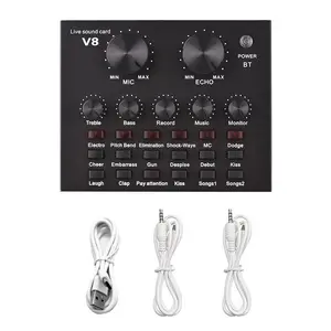 Professional Live Podcast Microphone Set, BM-800 Microphone Sound Card Studio Set, USB Audio Interface, BT Connection, Support Phone/Computer/PC Streaming Audio Mixer