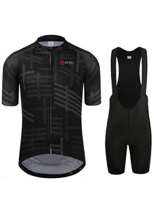 GCRFL Men's Short Sleeve Cycling Jersey Set Breathable Quick Dry Road Bike Bib Shorts with 3D Padded MTB Bicycle Racing Suit
