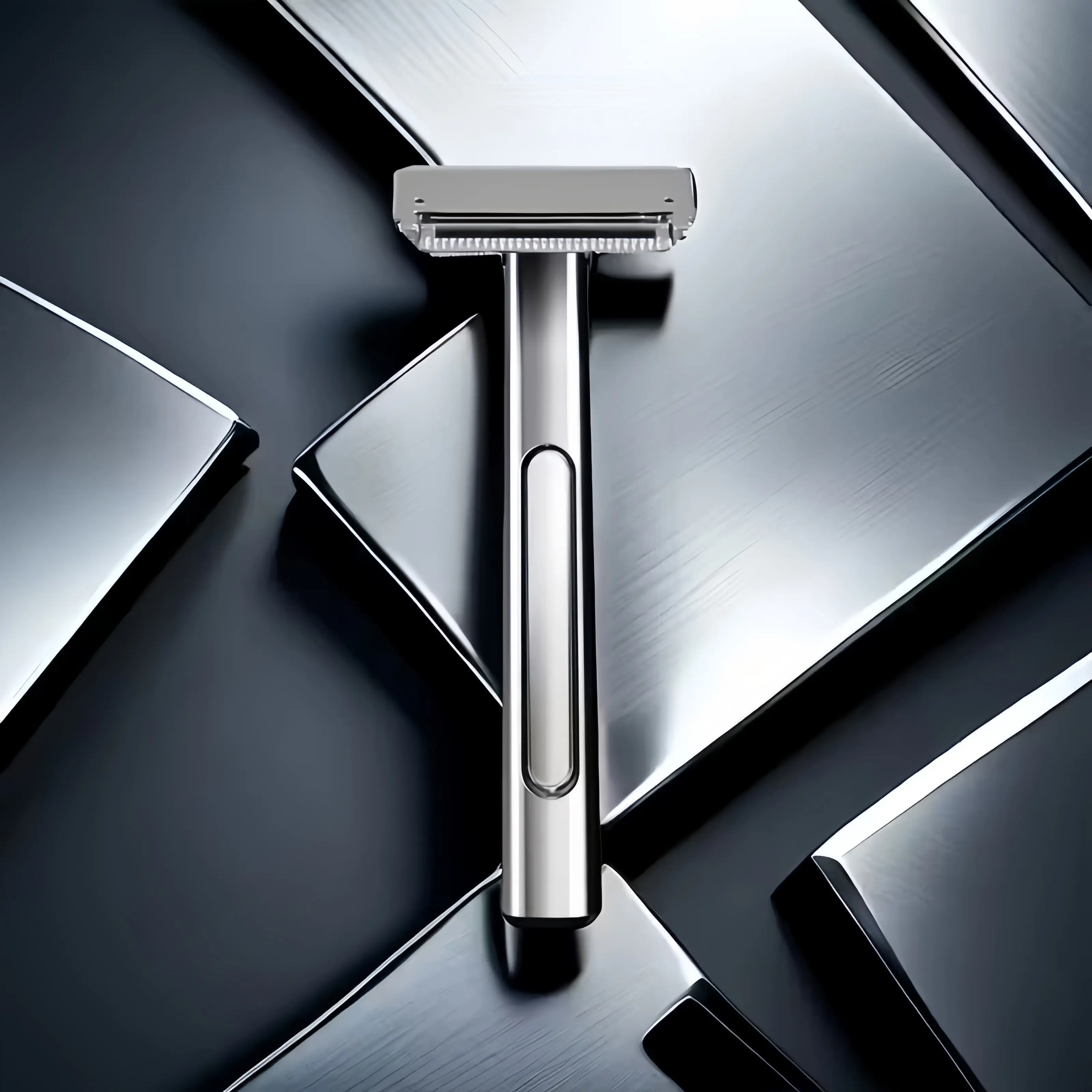 MAKEPOLO 5in1 Safety Razor Kit - All-Metal Shaver with Self-Cleaning, 15 Blades | Unisex Father's Day Gift Stainless Daily Handle Smooth Traditional Black Steel Sensitive