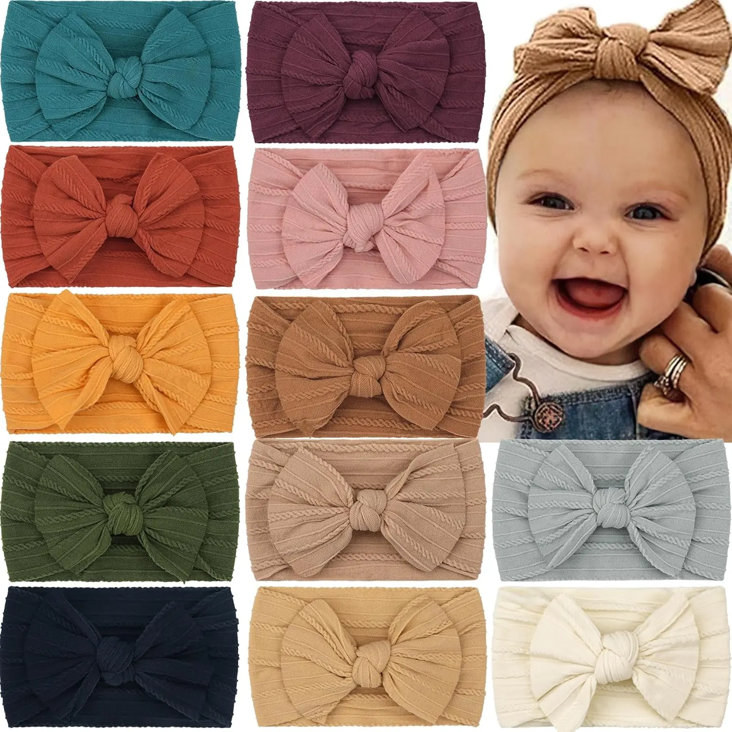 Super Stretchy Soft Knot Headbands with Hair Bows  Wrap Hair Accessories For   Girls