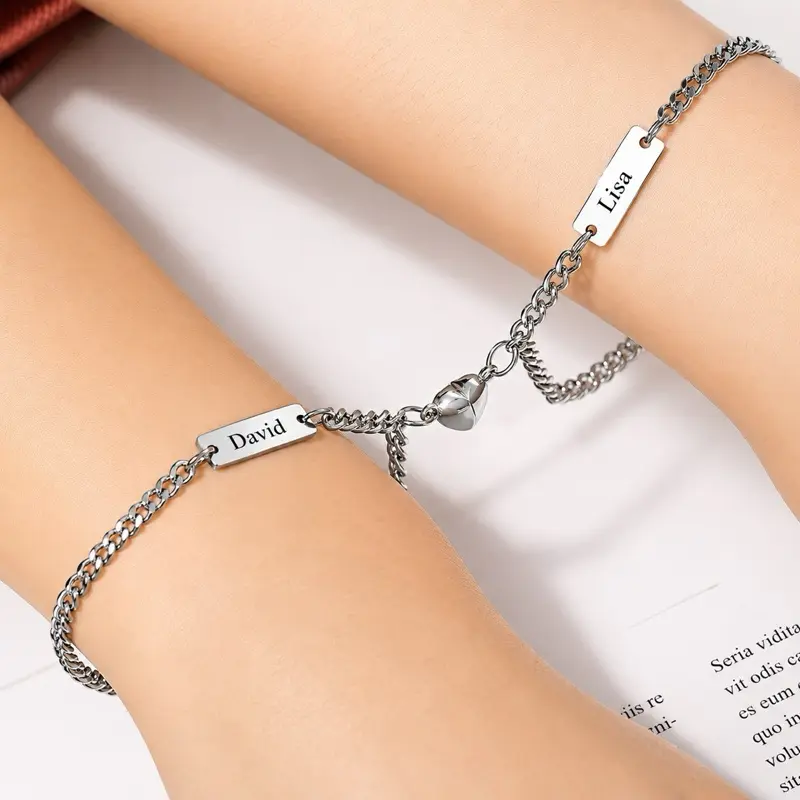 Customized Name-Text Bracelet, Couple Matching Bracelet, Gift for Couples Attraction Personalized