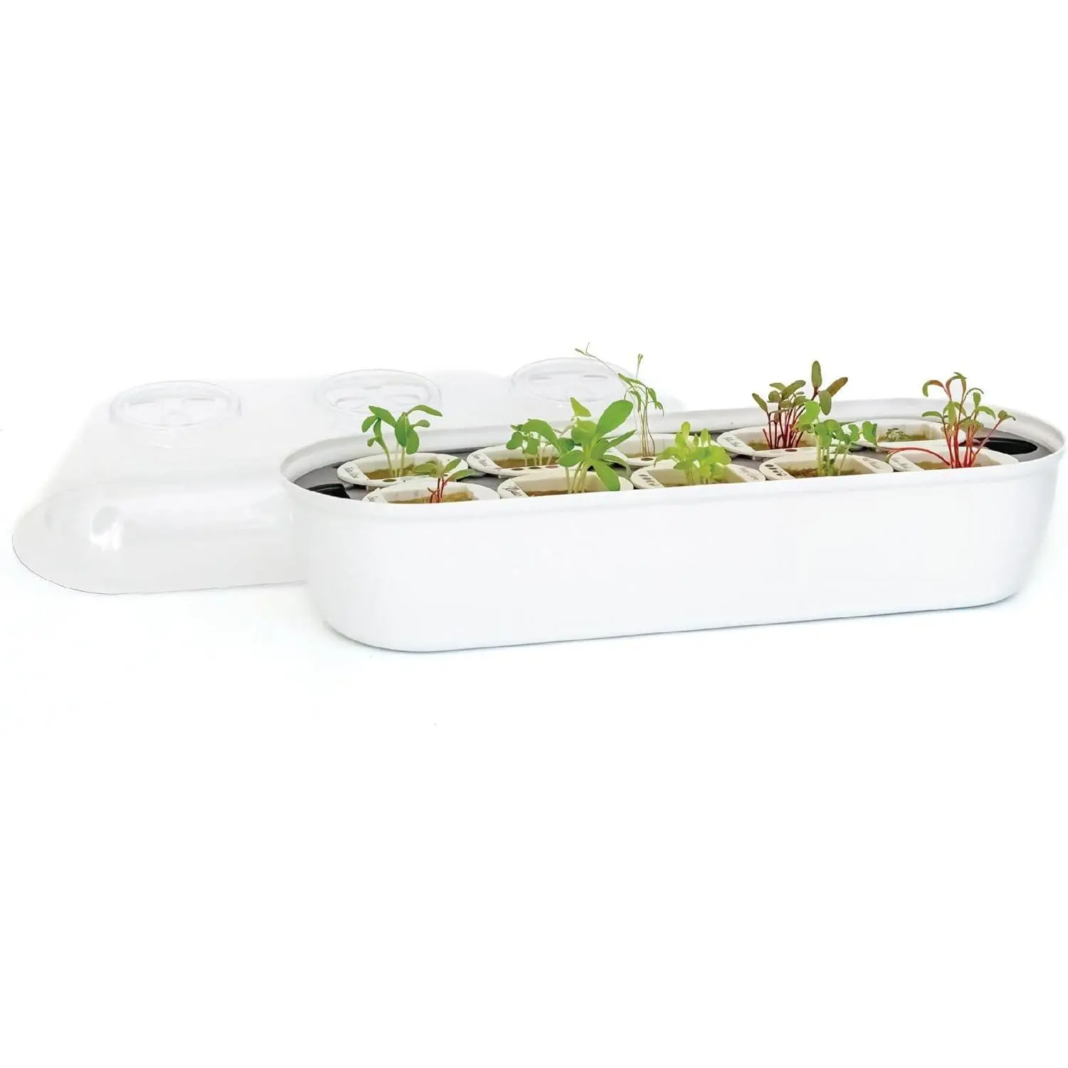 Indoor Hydroponic Seed Starter Tray - 12.5" Long 4.6" Wide, LED Grow Light Compatible, Hand Clean Design, Works with Home Tower Gardens Vertical Planters & Microgreens Kits, Led Light, Hydroponic Growing System
