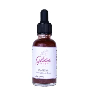 Red Edible Glitter For Drinks - Perfect for Cocktails & Mocktails - 1 ounce Glass Dropper with Liquid Glitter