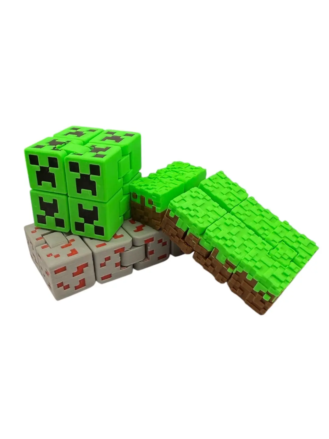 Minecraft Fidget Toy Creeper, Grass Block, Red Stone Block, Diamonded Block - Must-Have TikTok Trending Toy for Fun & Stress Relief