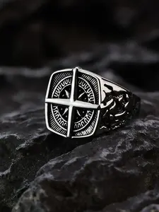Vintage Compass Stainless Steel Men's Ring, Punk Style Ring, Vintage Rings Jewelry, Unique Holiday Jewelry Gift, Perfect Adventure Accessory for Adventurers