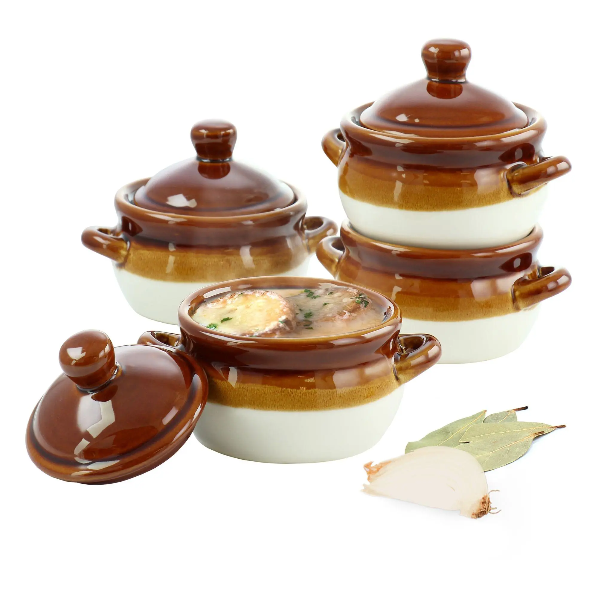 Elama Double Handle 15-Ounce French Onion SoupBowl Set