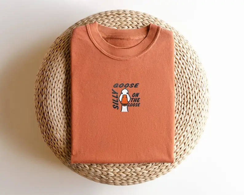 Goofy Goose On The Loose - Funny Embroidered Comfort Tee