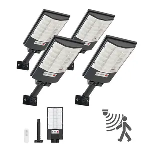 【Father's Day】VEVOR 4 Pack 500W Solar Street Lights Outdoor, 50000LM, Commercial Parking Lot Lights Dusk to Dawn, LED Flood Security Lamp with Motion Sensor, IP65 Waterproof Outdoor Lighting, for Driveway Yard