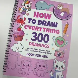 A4 Large Size Drawing Book, 300 Animal Painting Tutorials, Art Starter for Ages 3-8, 56 Pages, Coil/staple Binding, Art Sketchbooks