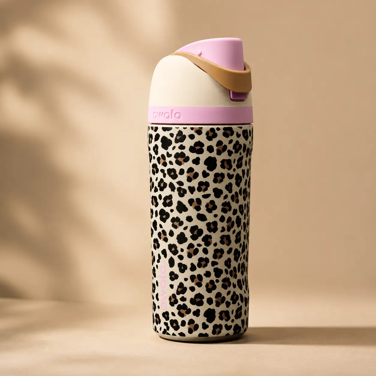 Owala Leopard Print 16 oz FreeSip Water Bottle – Cheetah Pattern Insulated Stainless Steel Straw Lid Tumbler for School, Travel, Kids & Everyday Hydration