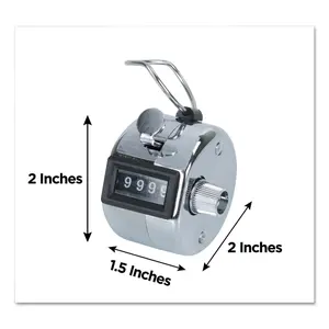 212 MAIN Chrome Plated Compact Hand Tally Counter - 4-Band Dial, Analog Display, 0-9999 Count Range, Reset Knob, Numbers Counting Device for Crowd Control, Event Tracking