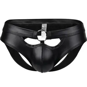 Faux Leather Men's Backless Jockstrap Underwear