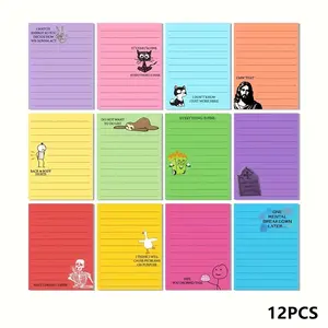 Funny Sticky Notes Set, 6/12 Pieces, Sarcastic & Self-Adhesive, Ideal for Office Use, Perfect Gift for Coworkers & Employees