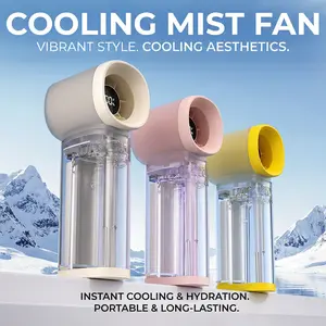 Portable Misting Fan, Handheld Turbo Fan with 199 Adjustable Speeds, Personal Water Spray Fan with Smart LED Display, USB Rechargeable Mini Mister & Night Light for Hot Summer, Travel, Commute