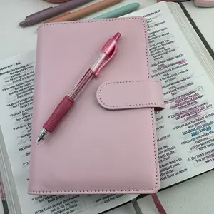 Mini War Binder - Pink Leather Bible Study Tool - Loaded Bible Journal with Pen Holder