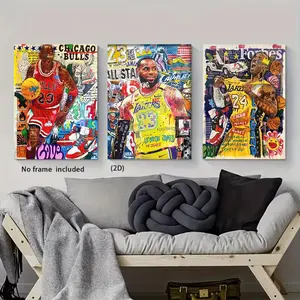 3pcs Set Frameless Unframed Art Basketball Pop Art Graffiti Sports Star Artistic Modern Home Wall Decor Picture Poster And Graphic Prints Living Room Boys' Room Decor Painting Canvas Prints Kids Gift