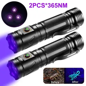VASTFIRE 30W 3X 365nm UV Blacklight Flashlight High-Intensity Ultraviolet Light for Invisible Ink Resin Curing Pet Stain Detection Fluorescent Inspection Rechargeable Handheld Torch with 18650 Battery and TYPE-C USB Charging - Clean