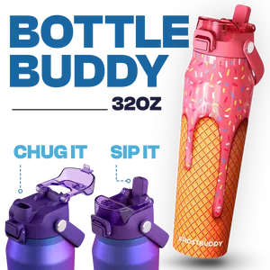 Bottle Buddy - Dual Function lid Water Bottle - Stainless Steel - Double Wall Insulated Bottle Buddy - Dual Function lid Water Bottle - Stainless Steel - Double Wall Insulated