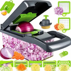 Vegetable Chopper, 5-Blade Manual Dicer for Onions, Garlic, Carrots and Fruits