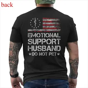 T - shirt with ‘EMOTIONAL SUPPORT HUSBAND’ Flag Motif – USA Vibe