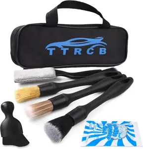 7PCS Car Detailing Brush Set, Ultra Soft Boars Hair Car Interior Detailing Brushes, Car Interior Detailing Kit, Car Cleaning Supplies Kit, Car Dust Brush, Car Accessories Tools for Interior, Dashboard