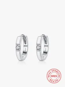 925 Sterling Silver Simple Style Zirconia Decorated Earrings, Fashion Jewelry for Party, Daily Clothing Decor, Trendy All-match & Exquisite Jewelry for Birthday Gift