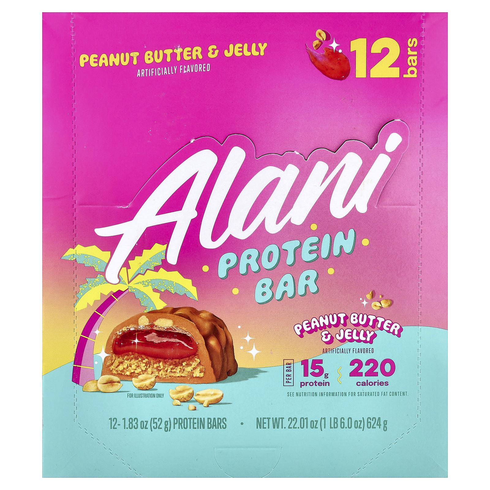 Alani Nu Protein Bar, Peanut Butter & Jelly, 12 Bars, 1.83 oz (52 g) Each