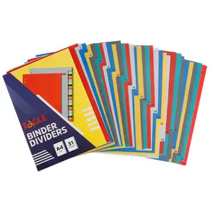 31-Page Binder Divider Pages with Index Labels, Colorful Plastic Dividers, 8.3x11.7 Inches, Waterproof, for File Organization