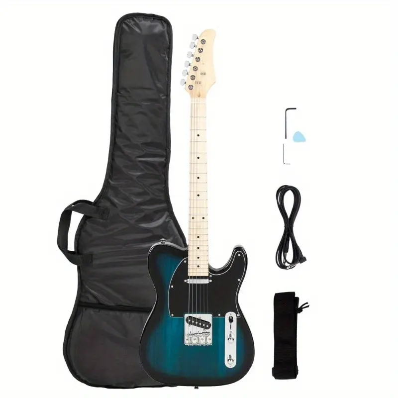 GTL Right-Handed Electric Guitar - Basswood Body, Maple Fingerboard, SS Single-Coils Pickup, Deep Teal-Blue Finish, Guitar Accessories - Beginner-Friendly, Rock-Suitable, Modern Aesthetics, Quality Craftsmanship