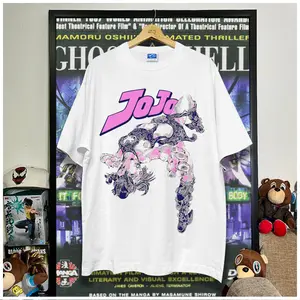 JOJO Kujo Jolyne Vintage Graphic Print Men's Round Neck Tee, Casual Short Sleeve T-shirt for Summer, Fashion Men's Top for Daily Wear