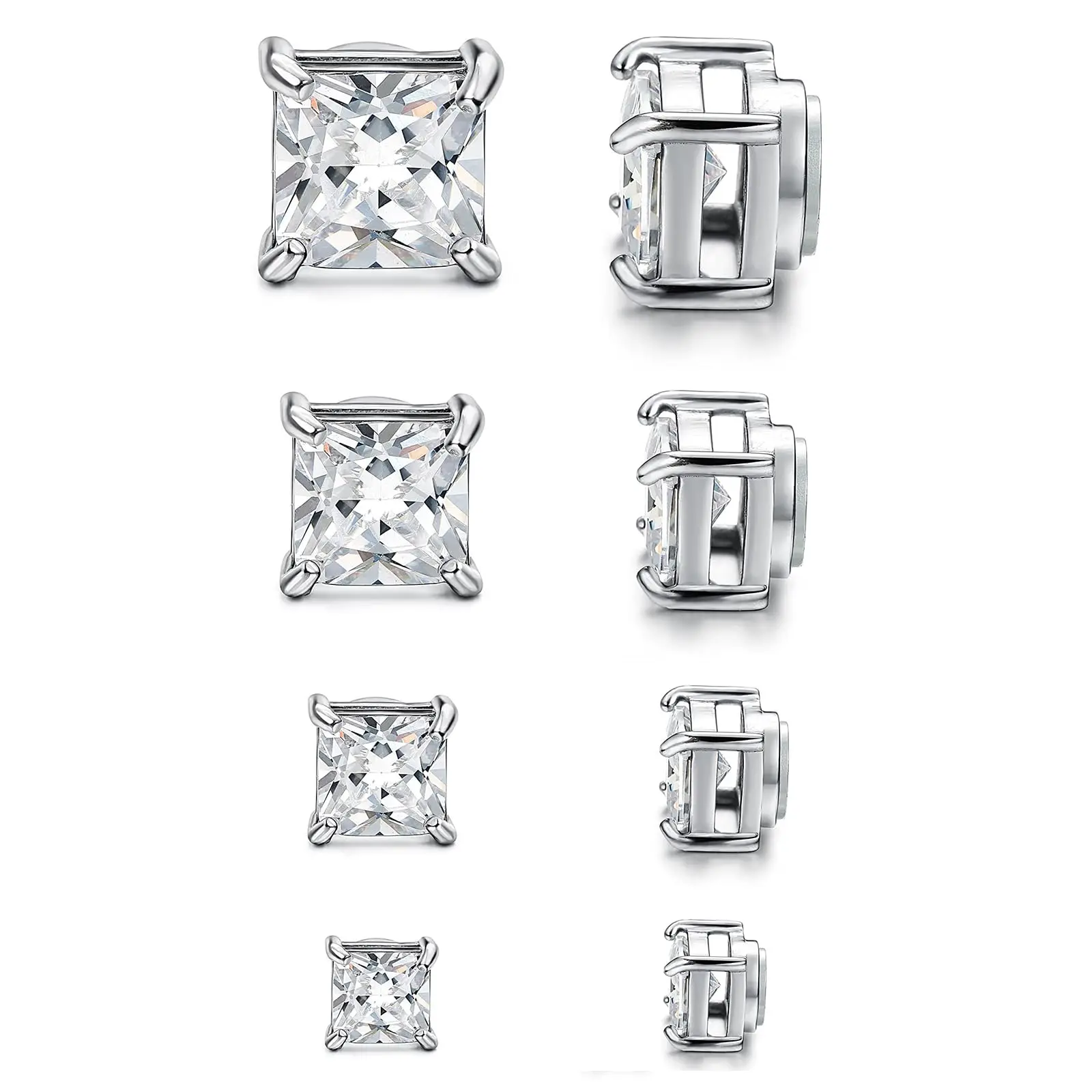 Stainless Steel Magnetic Stud Earrings - 2 Pairs, Non-Piercing, Hypoallergenic, 6-8mm, Convenient and Attractive Design Earrings