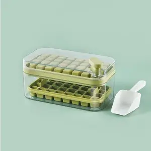 One-Press Ice Cube Tray| Easy-Release Silicone Mold for Home Freezer, Quick Pop Ice Maker with Storage Lid