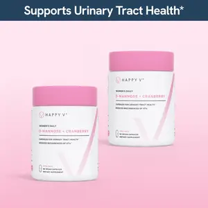 Happy V: D-Mannose + Cranberry Capsules 2-pack Bundle for Urinary Tract Health