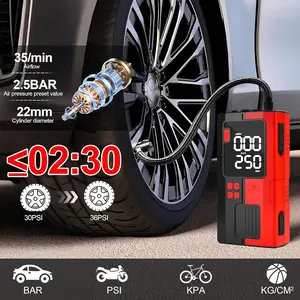 Car Battery Jump Starter with Air Compressor, 6000mAh Tire Inflator, 16.8V Portable Jump Box with LED Light/Flashlight for 6.0L Gas/3.0L Diesel, Car Battery Jumper Starter Portable, Jumper Cables