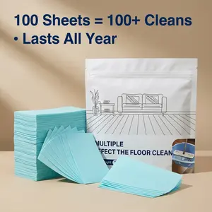 【FathersDayGift】All-Purpose Household Floor Cleaning Sheets 100 Count Last Full Year, Ultra-Thin Compact No Spill Floor Clean Tablets for Hardwood & Ceramic Tile Floors, Cut Stubborn Grime & Leave Long-Lasting Fresh Fragrance
