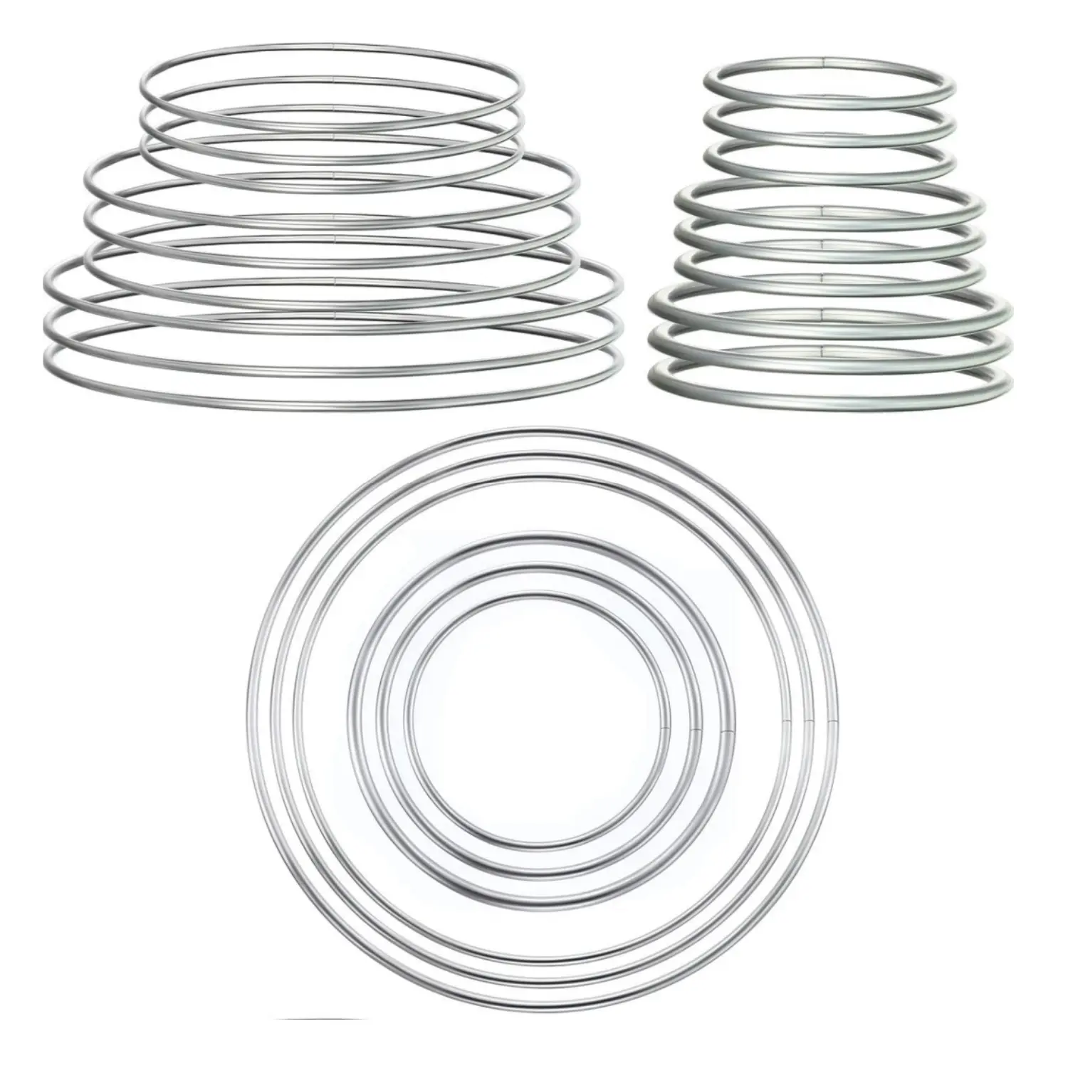 24-Piece Smooth Silver Steel Circle Metal Rings - 6 Sizes (Incl 1.2 in), Durable, Sturdy, Hand-Safe, Macrame-Ready - Home Improvement Building Supplies for Wreaths, Bag Handles
