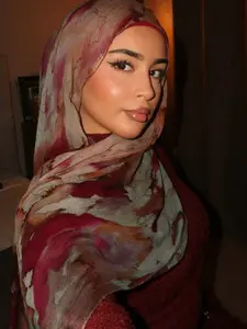 1pc Women Turban Hijab Bohemian Style Watercolor Print Headscarf, Sun-Protection Muti-Color Scarf, Elegant Multi-Purpose Shawl For Everyday UseFor Dress