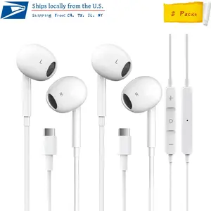 2 Packs USB C Headphones for iPhone 17/16/15 Pro Max Plus Type C Earphones with Microphone & Remote Noise Cancelling Stereo Hifi Earbuds for iPhone 17/16/15 Pro, iPad, Galaxy S23/S22/S21/S20/Ultra Note 10/20