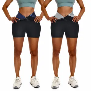 Women's High Waisted Corset Leggings Sweat Tummy Control Compression Workout Shorts Sauna Waist Trainer Leggings Gymclothes Athletic Bottoms