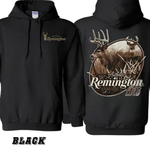 [Hell Star]Remington Hunting Hoodie – Authentic Deer Buck Graphic Sweatshirt, Outdoor Camo Pullover, Remington 1816 Established Hunting Apparel for Men & Women