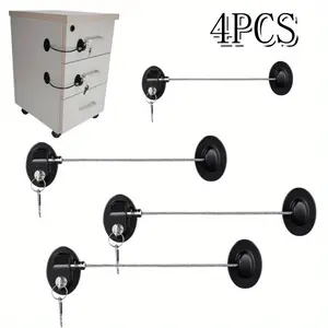 4 Pack Cabinet Locks with Keys Fridge Locks for Youngers,Self Adhesive Proofing Mini Safety Locks for Refrigerator,Deep Freezer,Drawers,Doors Latch,Christmas Party Gifts,Hand Tools Kits