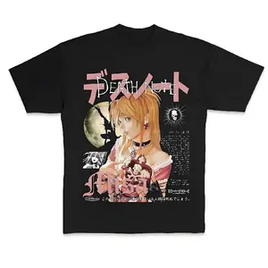 🔥[100% Cotton] Misa-Inspired Retro Pattern Anime T-Shirt – Stylish Oversized Black Top, Streetwear Anime Graphic Tee, Casual Cosplay Shirt, Japanese Manga Inspired Costume, Trendy Oversized Fit, Perfect Gift for Anime Fans, Everyday Cool Wear