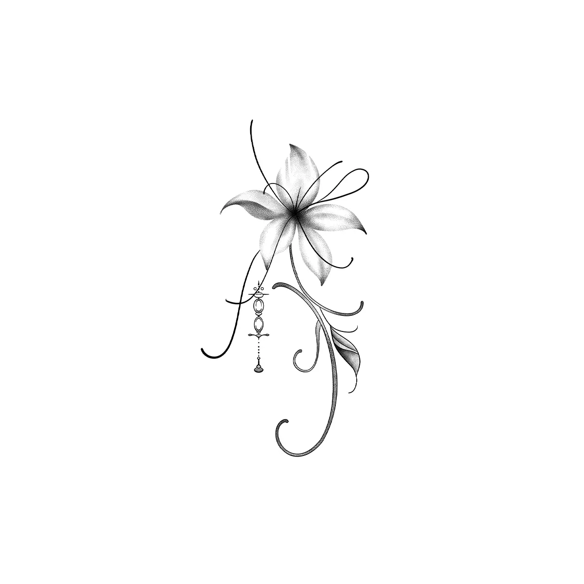 Elegant Swirl Vine Pendant Flower Series Basic Temporary Tattoo Stickers - 2 Sheet Set, All Skin Safe, Long-Lasting 30-Day, Semi-Permanent, Waterproof, Sweat-Resistant, Fade-Proof, Non-Reflective, Realistic Fake Body Tattoos