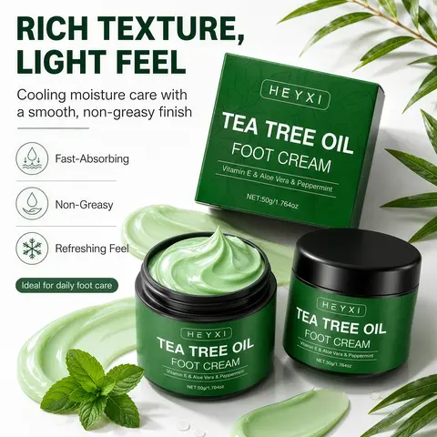 Tea Tree Foot Repair Cream - Cracked Heel Balm, Intense Moisture & Hydration Foot Care Product, Crack Prevention Cream for Dry Heels & Hand Moisturizing