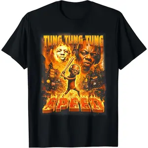 Tung Tung Speed Howling to the Speed Moon Face Graphic T-Shirt Unisex