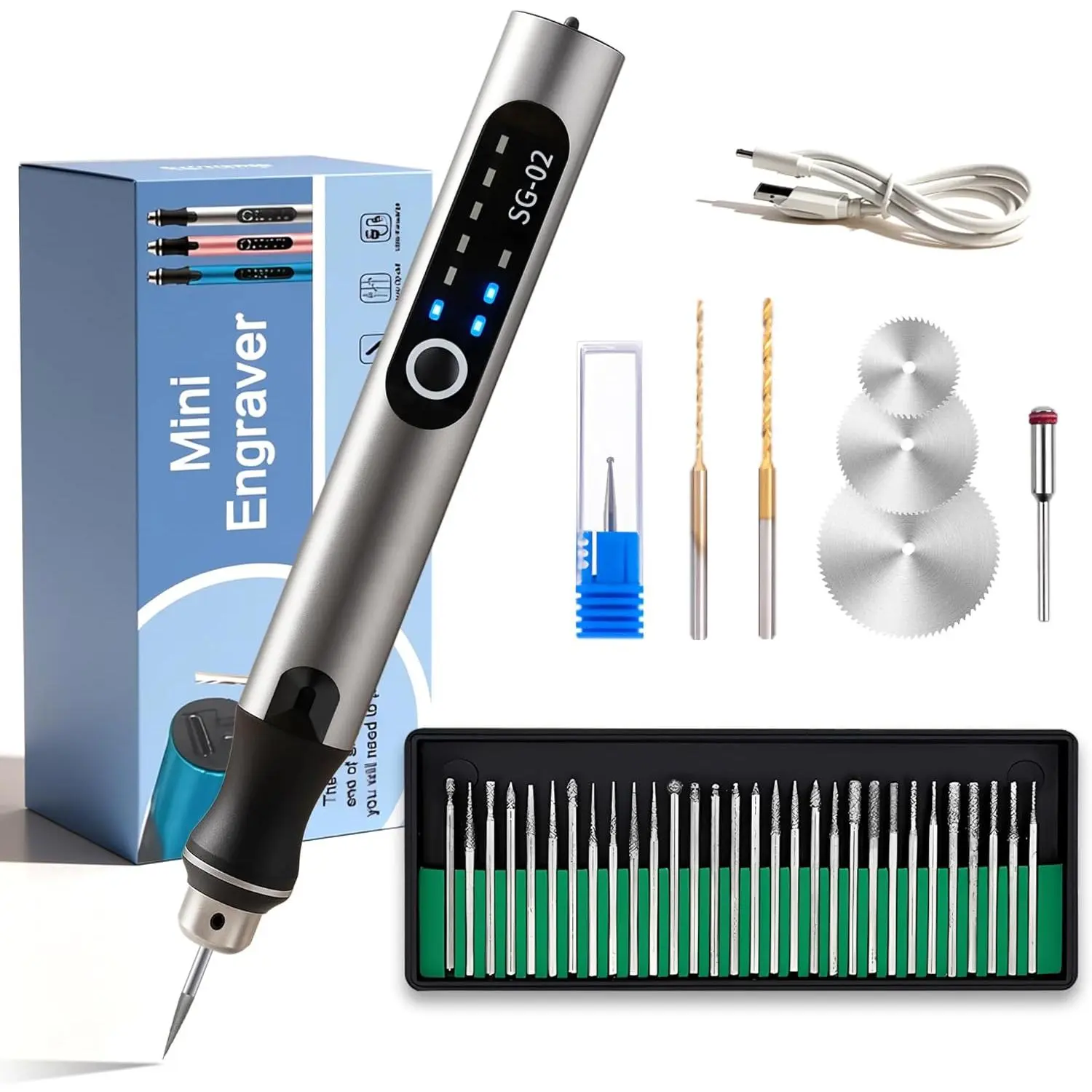 Cordless USB Charging DIY Engraver Tool - 35-Bit Set, 3-Speed Control, 3.7V, All-Aluminum Body, More Stable Bit, Overload Power-Off Protection for Jewelry Craft, Metal Surfaces, Engraving Tools